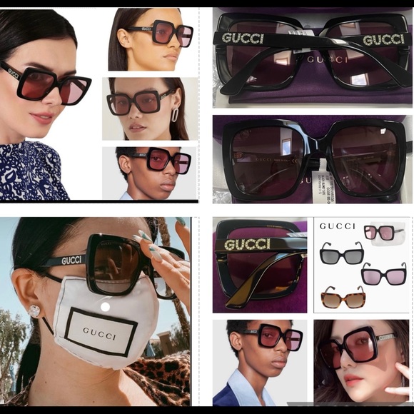 GUCCI CLASSIC BLACK RHINESTONE GUCCI ON TEMPLES SUNGLASSES , SEEN ON CELEBS - Picture 14 of 16